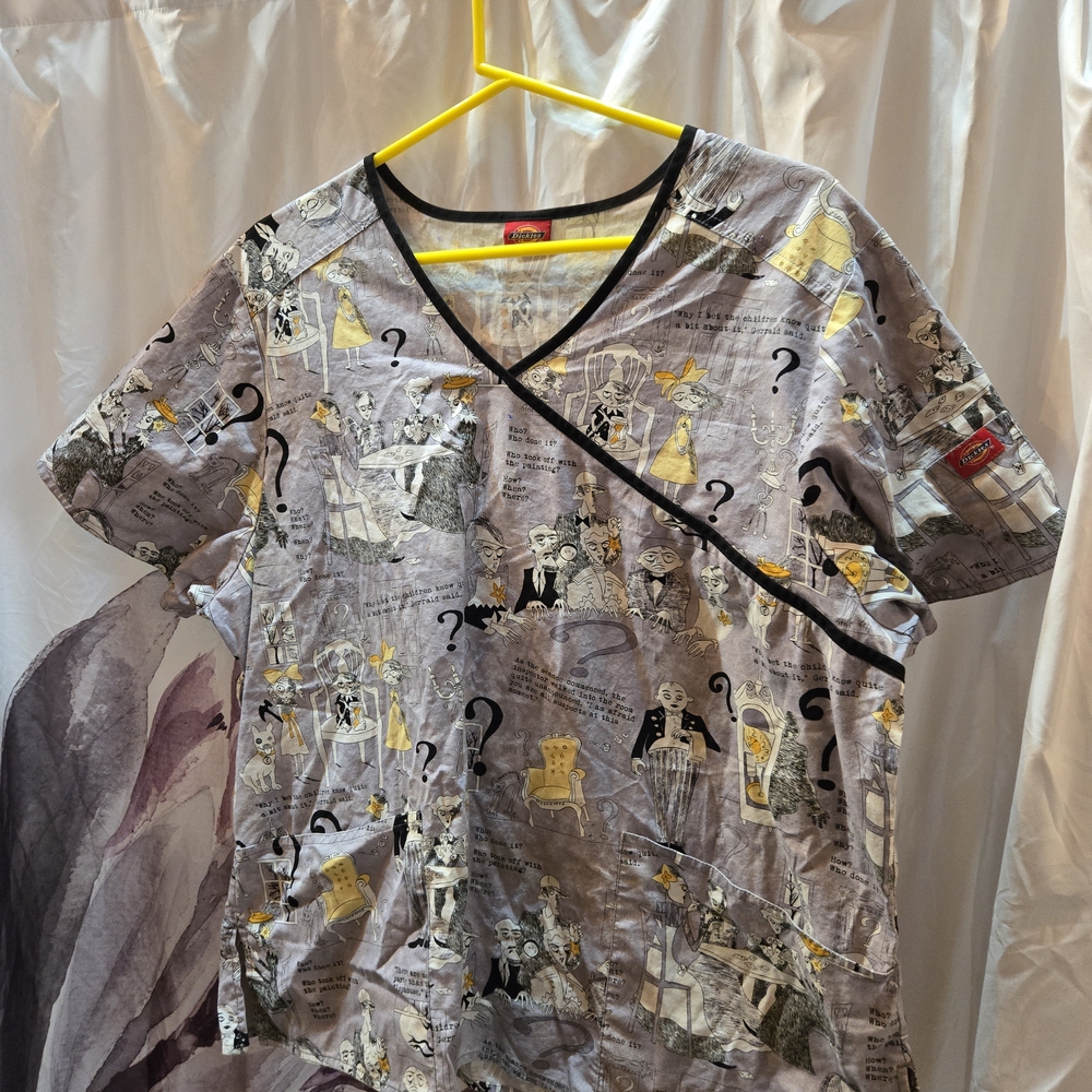 Dickies Gray Graphic Scrub Top